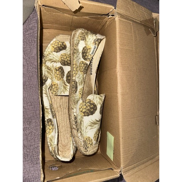 SOLUDOS AOP Pineapple Smoking Slipper Espadrille Natural Woven Size US 8 - Picture 4 of 6